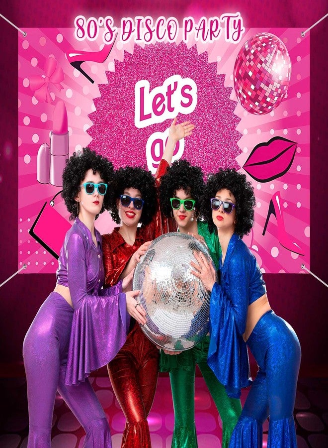 KINYFY Hot Pink Let's Go Party Banner,Pink Photo Booth Props,Princess Birthday Backdrop,Pink Background Backdrop Bachelorette Party Decorations for Party Supplies(6x3.6ft) - Image 5